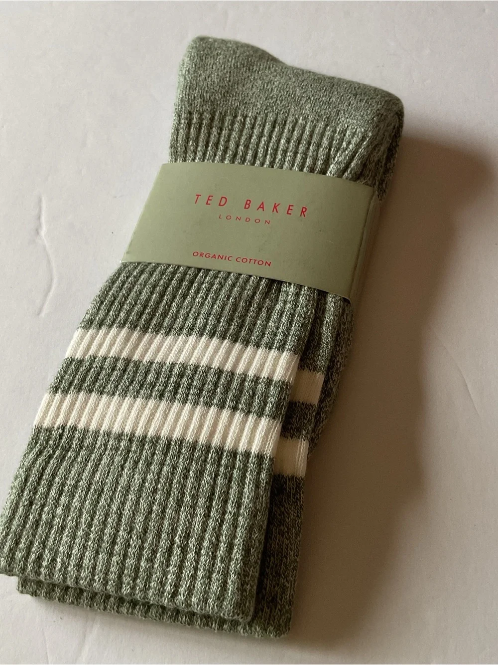 TED BAKER LONDON MENS COTTON TWISTED YARN RIBBED SOCKS GREEN OS NWT